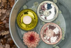 Grün Form Glasschwimmlicht Ø10 cm silber