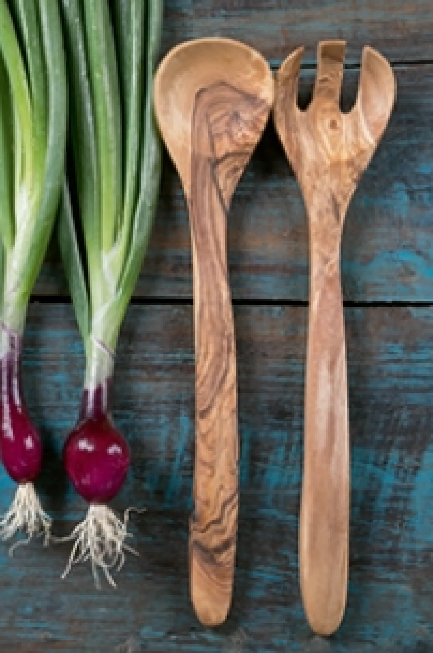 Grün Form Olivenholz Salatbesteck"Nizza" 30 cm