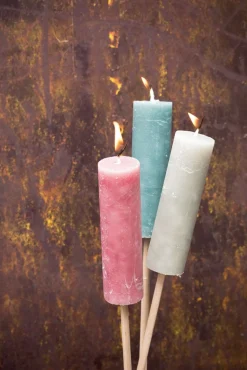 Grün Form Outdoor Kerzenfackel Ø 4 x 14 cm mit Stab 36 cm Flieder