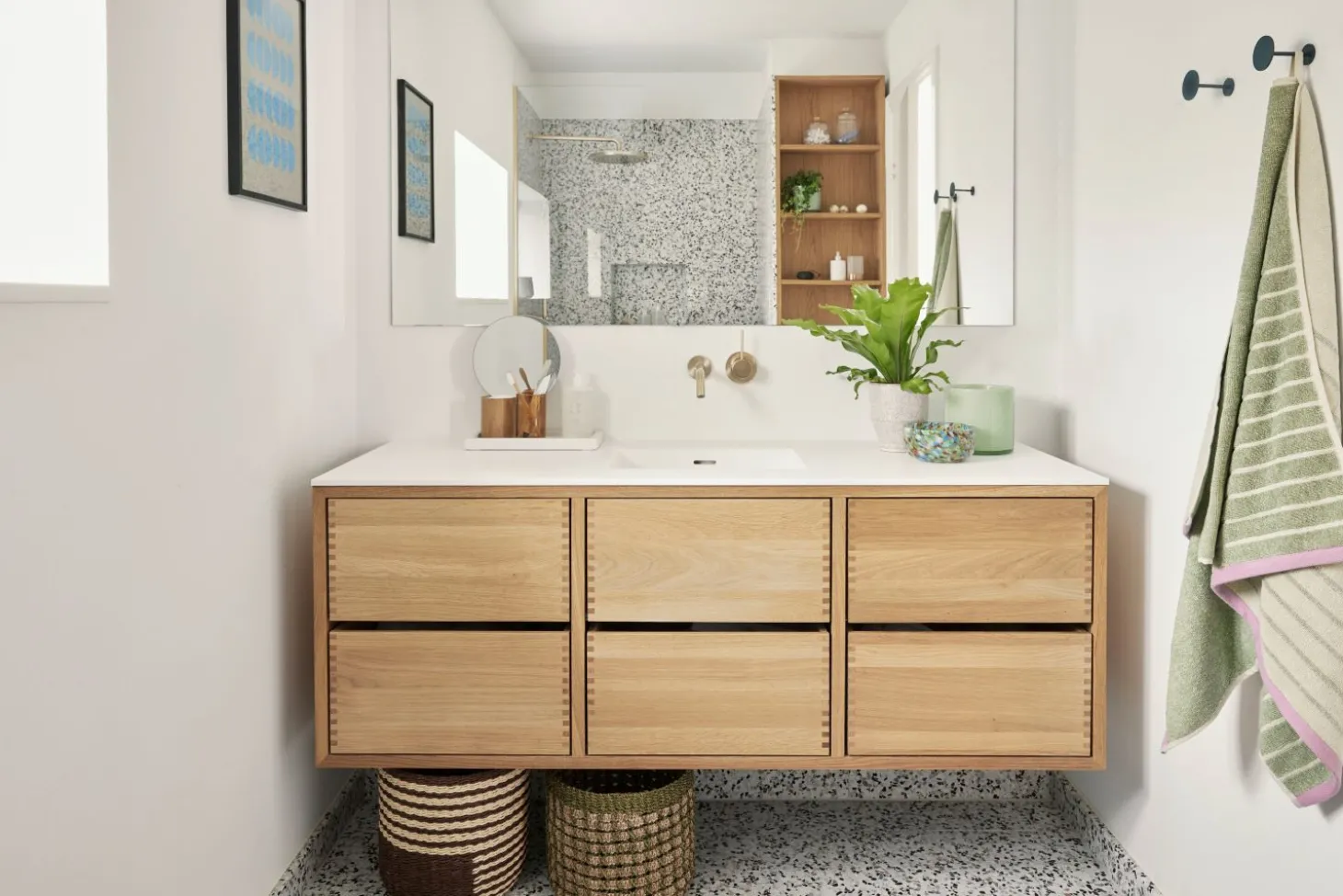 Hübsch Pine Korb handgeflochten Naturfarben/Multicolor Ø22 cm Höhe 20 cm