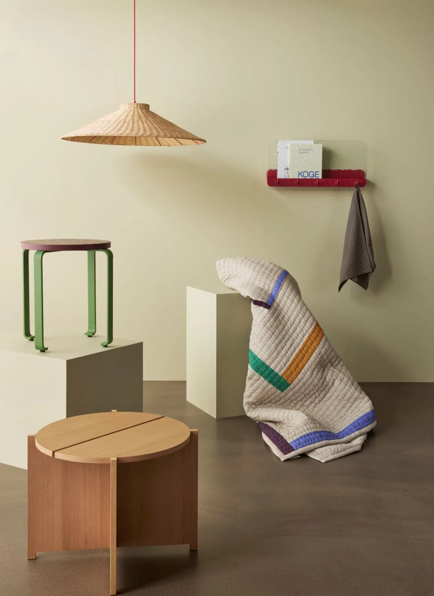 Hübsch Twist Tagesdecke Square 260×260 cm Sandfarben/ Multifarben