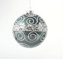 Hoff Glaskugel Ø 10 cm Grau Glitzer