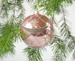 Hoff Glaskugel Ø 10 cm Rosa Glanz Blume