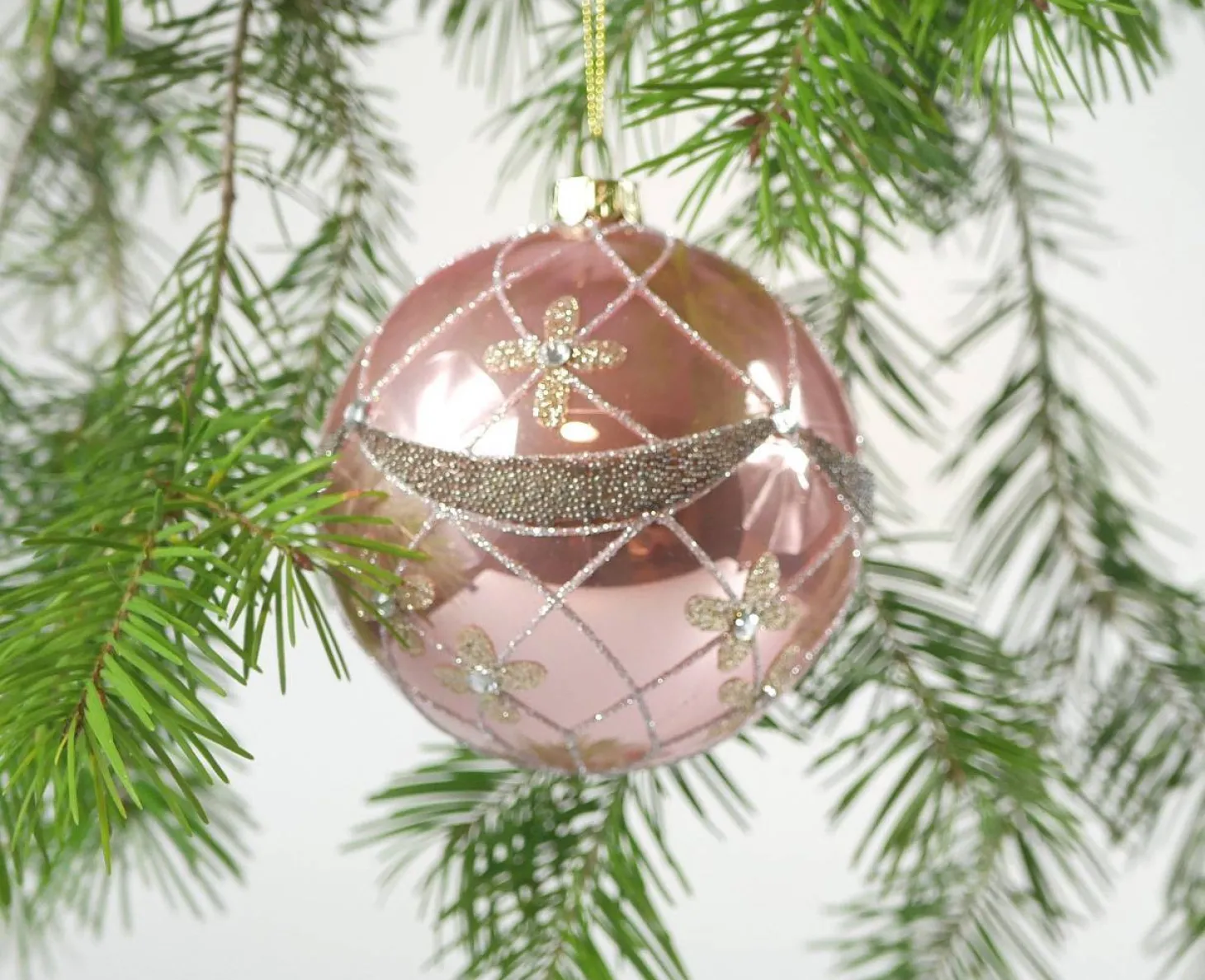 Hoff Glaskugel Ø 10 cm Rosa Glanz Blume