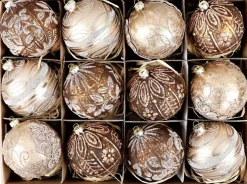 Hoff Glaskugel div. Muster braun