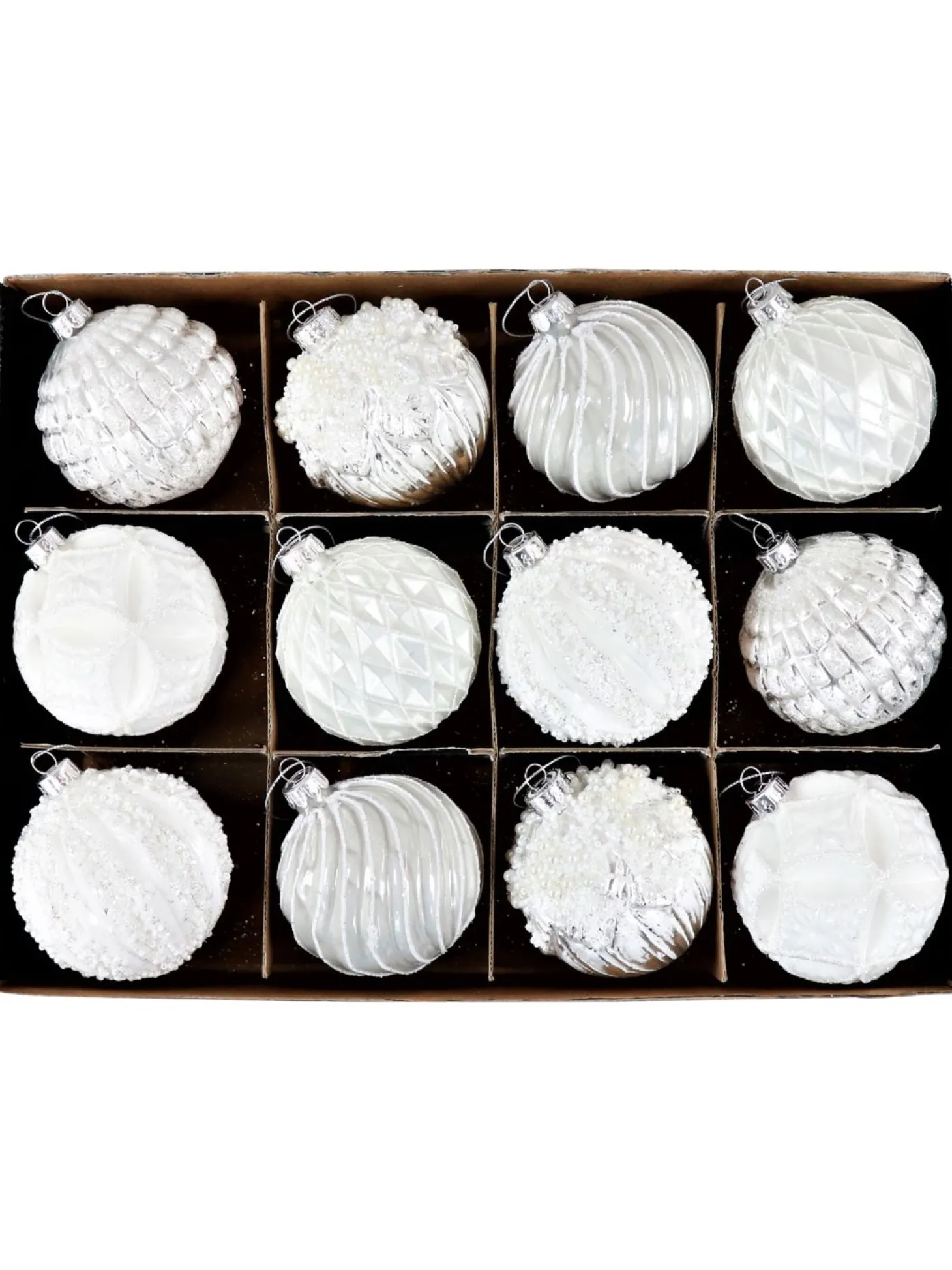 Hoff Glaskugel weiß - Ø8 cm, Spirale