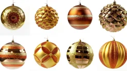 Hoff Weihnachtskugeln Ø 12 cm Gold Raute Bronze/Gold