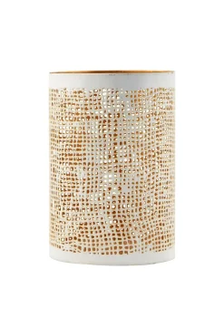 house doctor Windlicht Hurricane weiß/gold d:8cm h:12cm