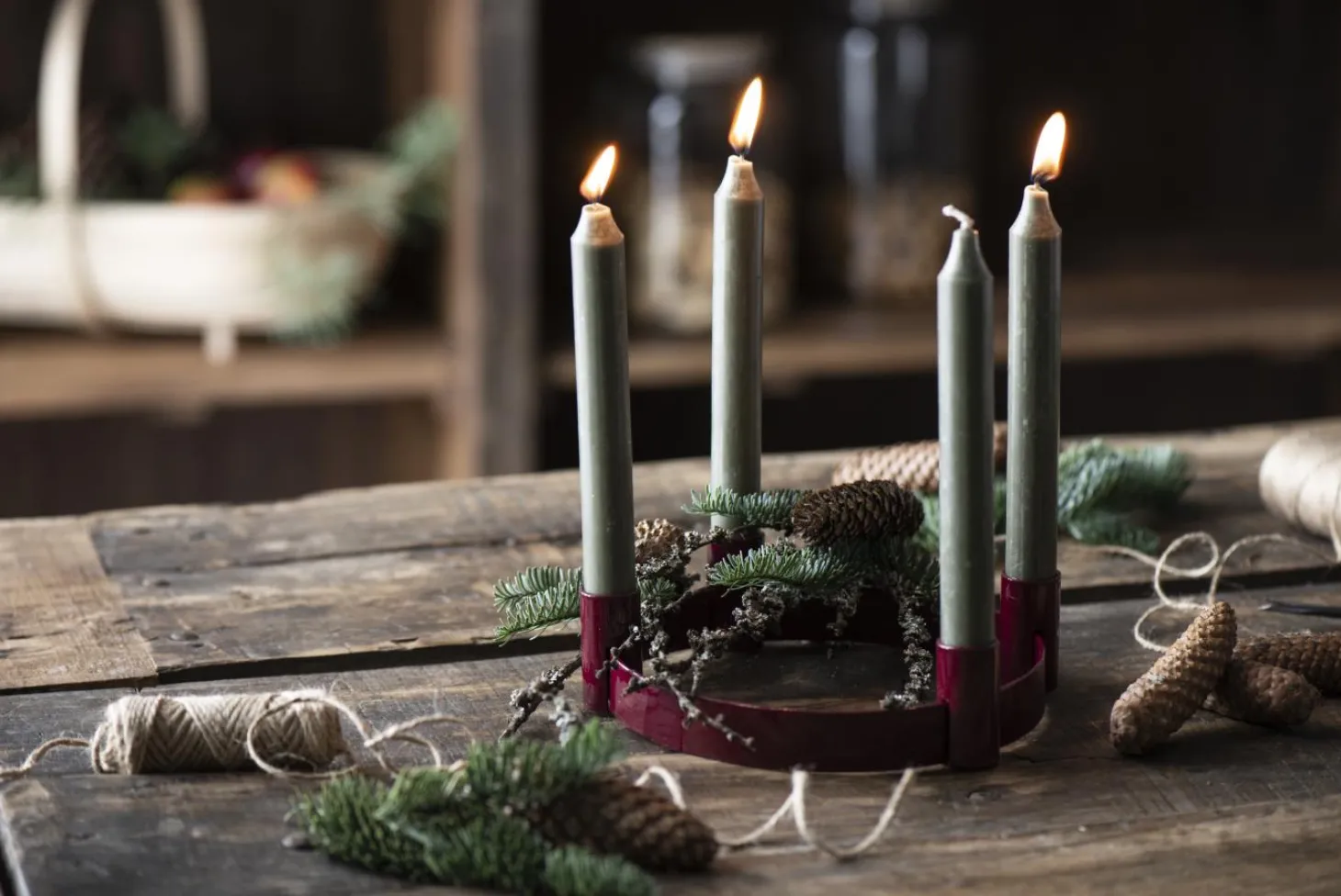 IB laursen Adventkerzenhalter f/4 Stabkerzen verschiebbare Halter rot