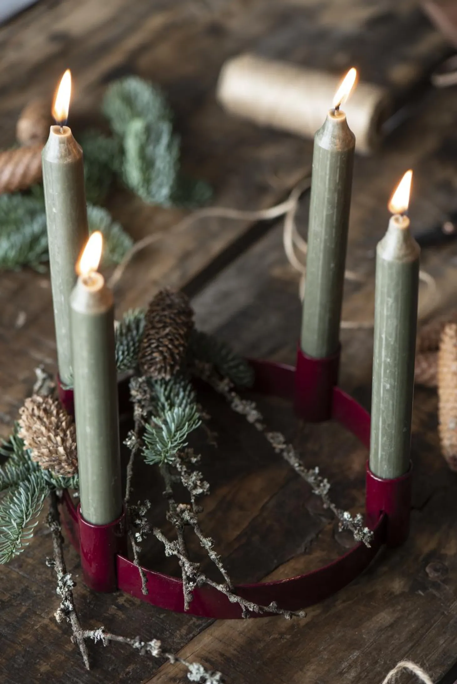 IB laursen Adventkerzenhalter f/4 Stabkerzen verschiebbare Halter rot