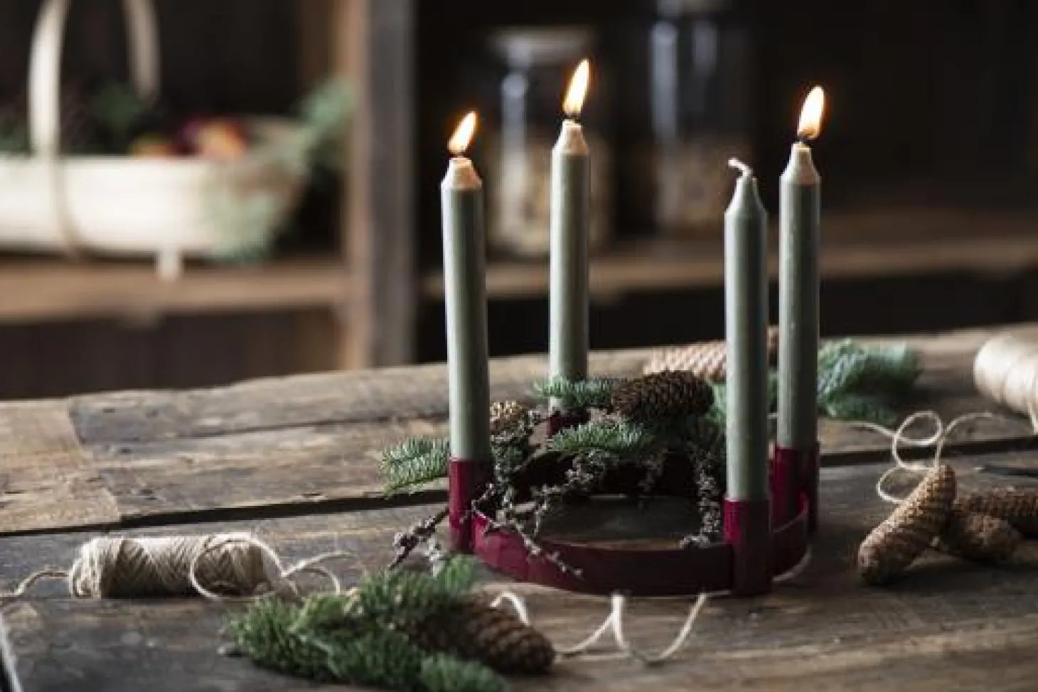 IB laursen Adventkerzenhalter f/4 Stabkerzen verschiebbare Halter rot