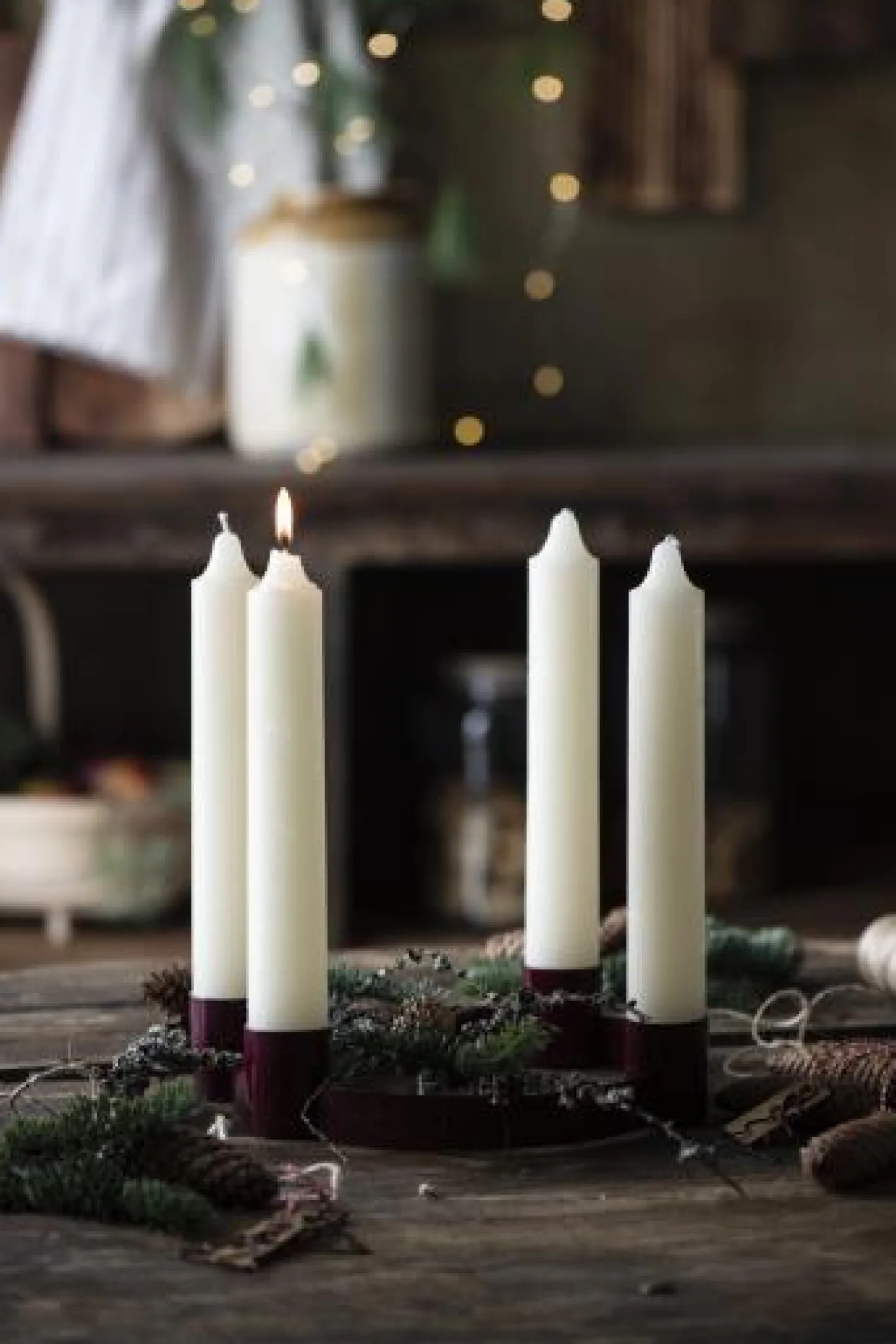 IB laursen Adventkerzenhalter f/4 rustikale Kerzen Ø:3,8 verschiebbare Halter rot