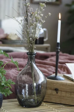 IB laursen Bauchige Glasvase grau mundgeblasen Höhe 28 cm, Ø 17 cm