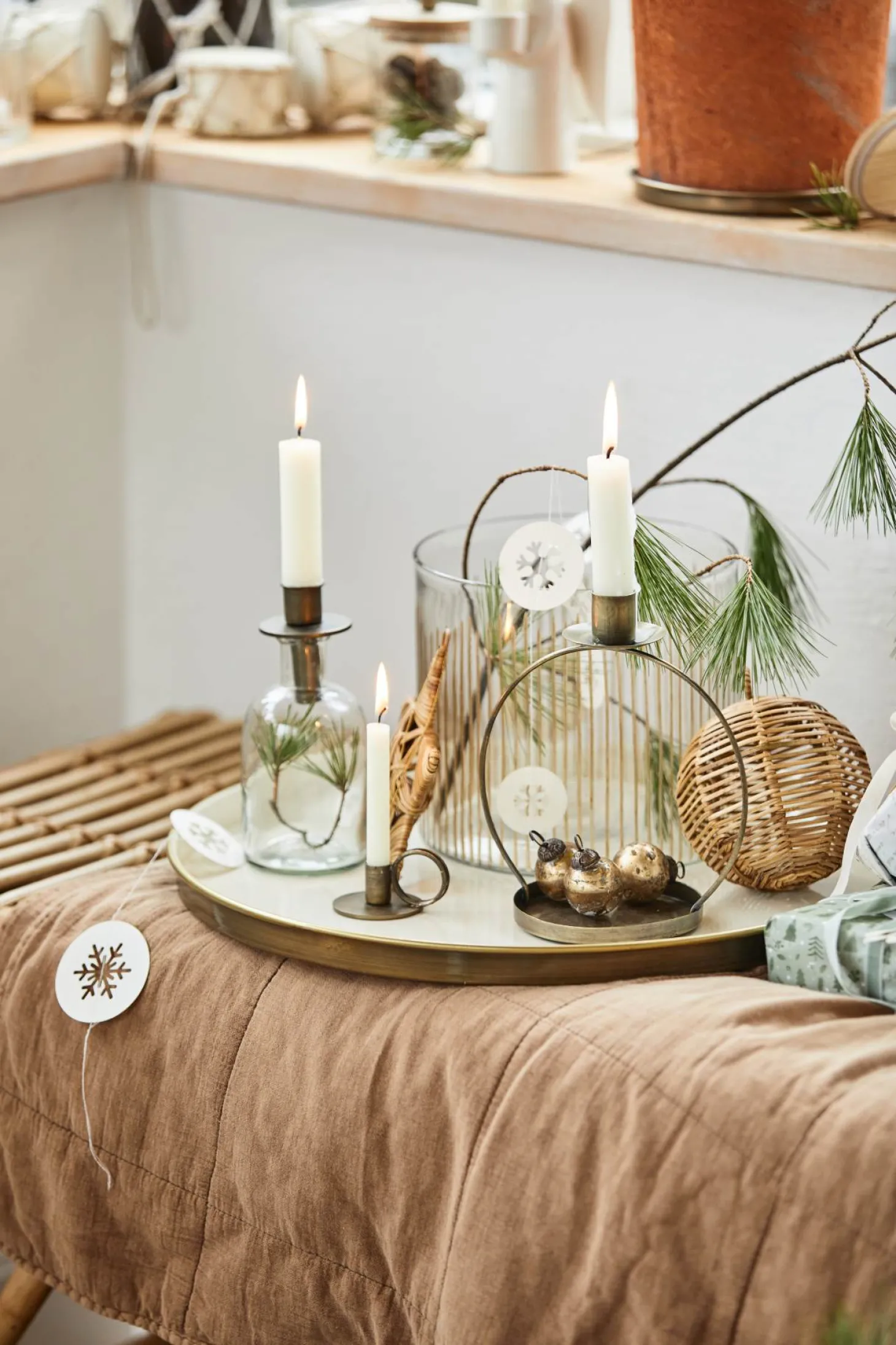 IB laursen Dünne hohe Kerze creme