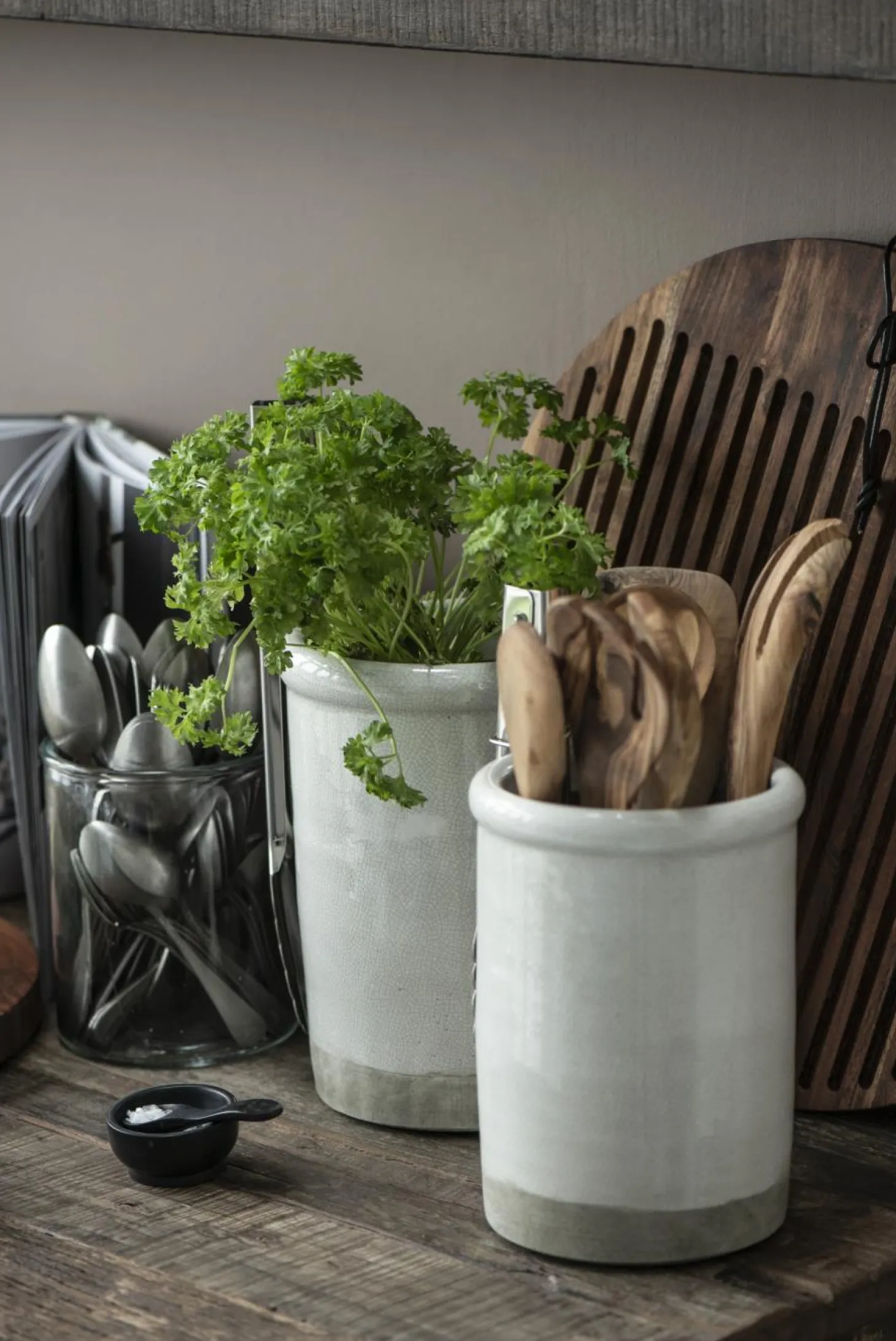 IB laursen Kleine Salzschale mit Löffel aus schwarzem Stein