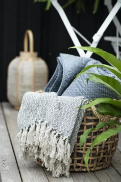 IB laursen Plaid creme/blaugrau130x160 cm