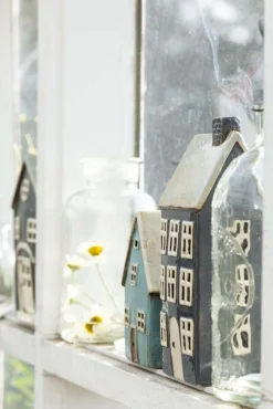 IB laursen Teelichthalter Nyhavn Dach schwarz 2 Schornsteine