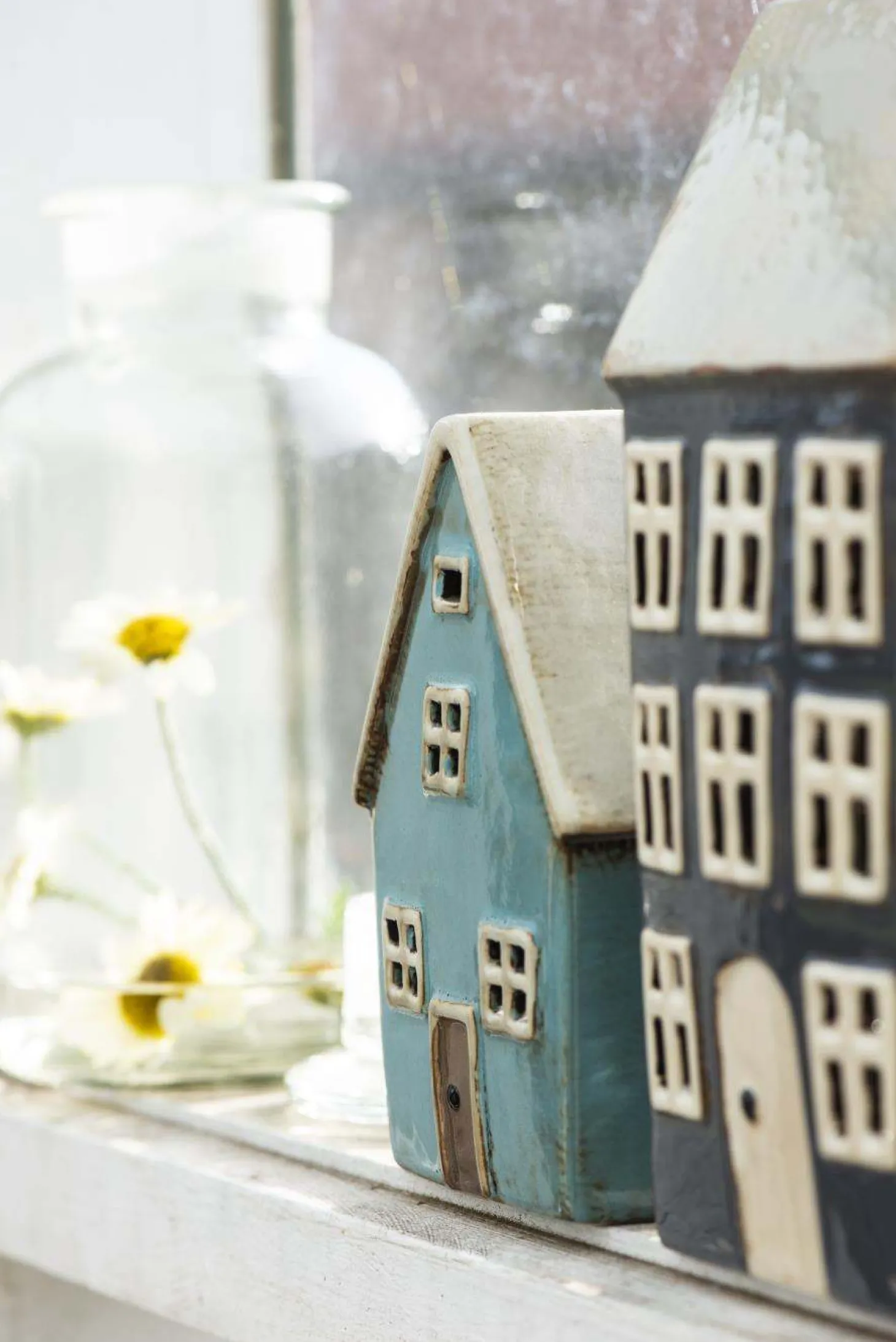 IB laursen Teelichthalter Nyhavn Dach schwarz 2 Schornsteine