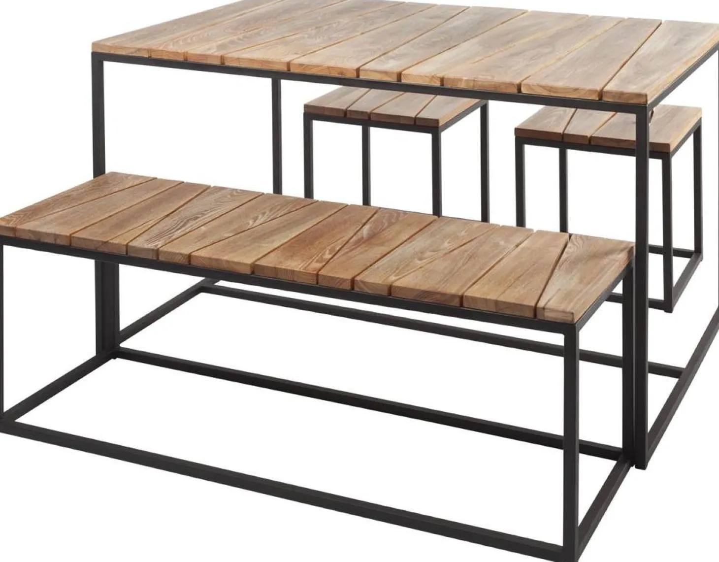 Jan Kurtz Alois Outdoorset 1 Tisch,1 Bänke, 2 Hocker schwarz