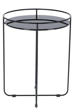 Jan Kurtz Beistelltisch Clock Schwarz / esg-Glas schwarz 53*Ø40