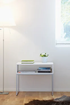 Jan Kurtz Beistelltisch Dina Rechteckig Tablett Weiß / Gestell Lunasilber