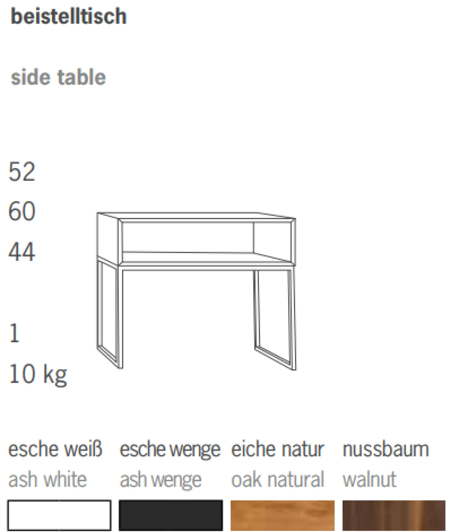 Jan Kurtz Beistelltisch Dina Rechteckig Tablett Weiß / Gestell Lunasilber