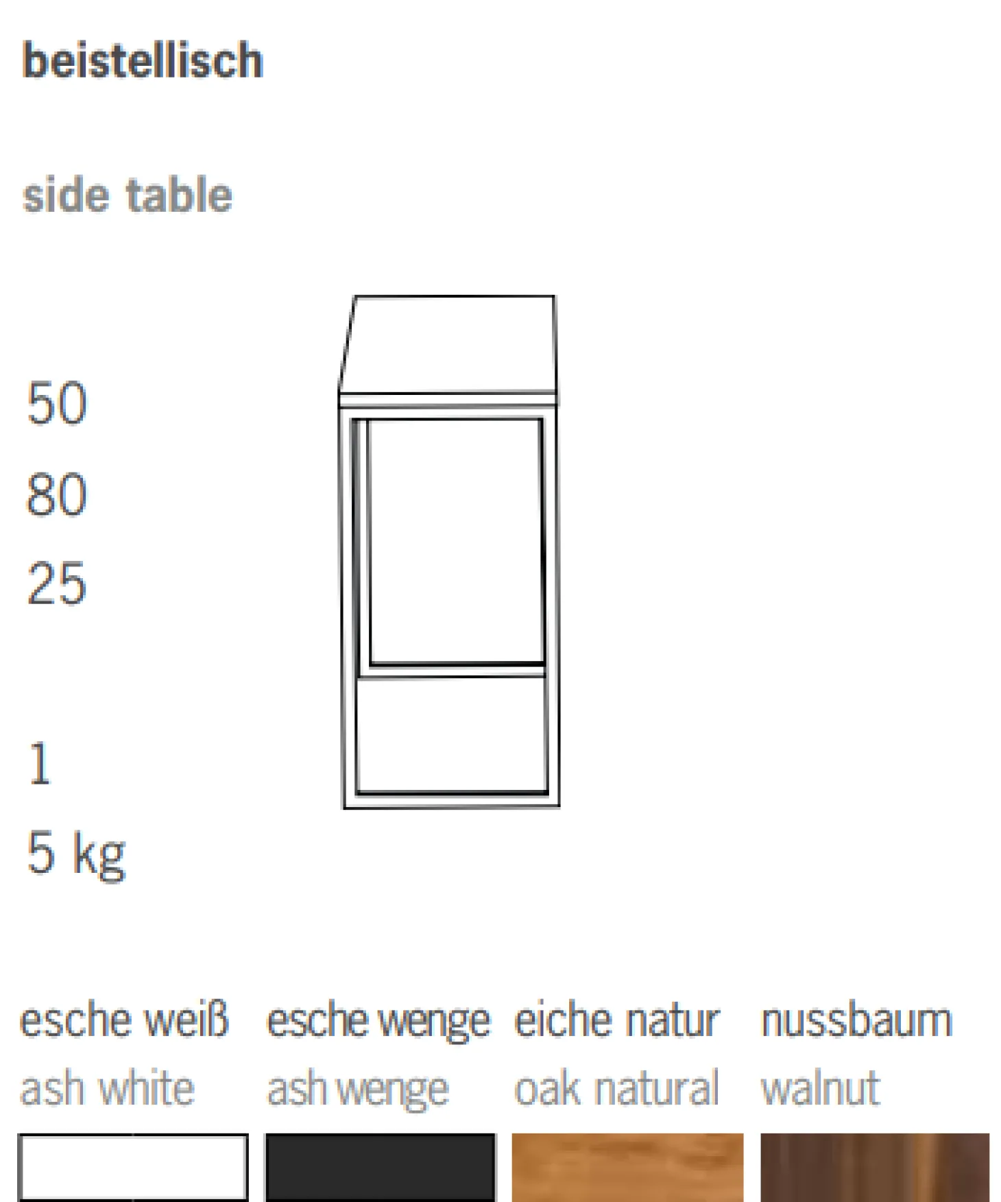 Jan Kurtz Beistelltisch Flat Rechteckig Hoch Schwarz/Nussbaum