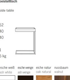 Jan Kurtz Beistelltisch Pizzo U-Form Tablett Eiche Natur / Gestell Lunasilber