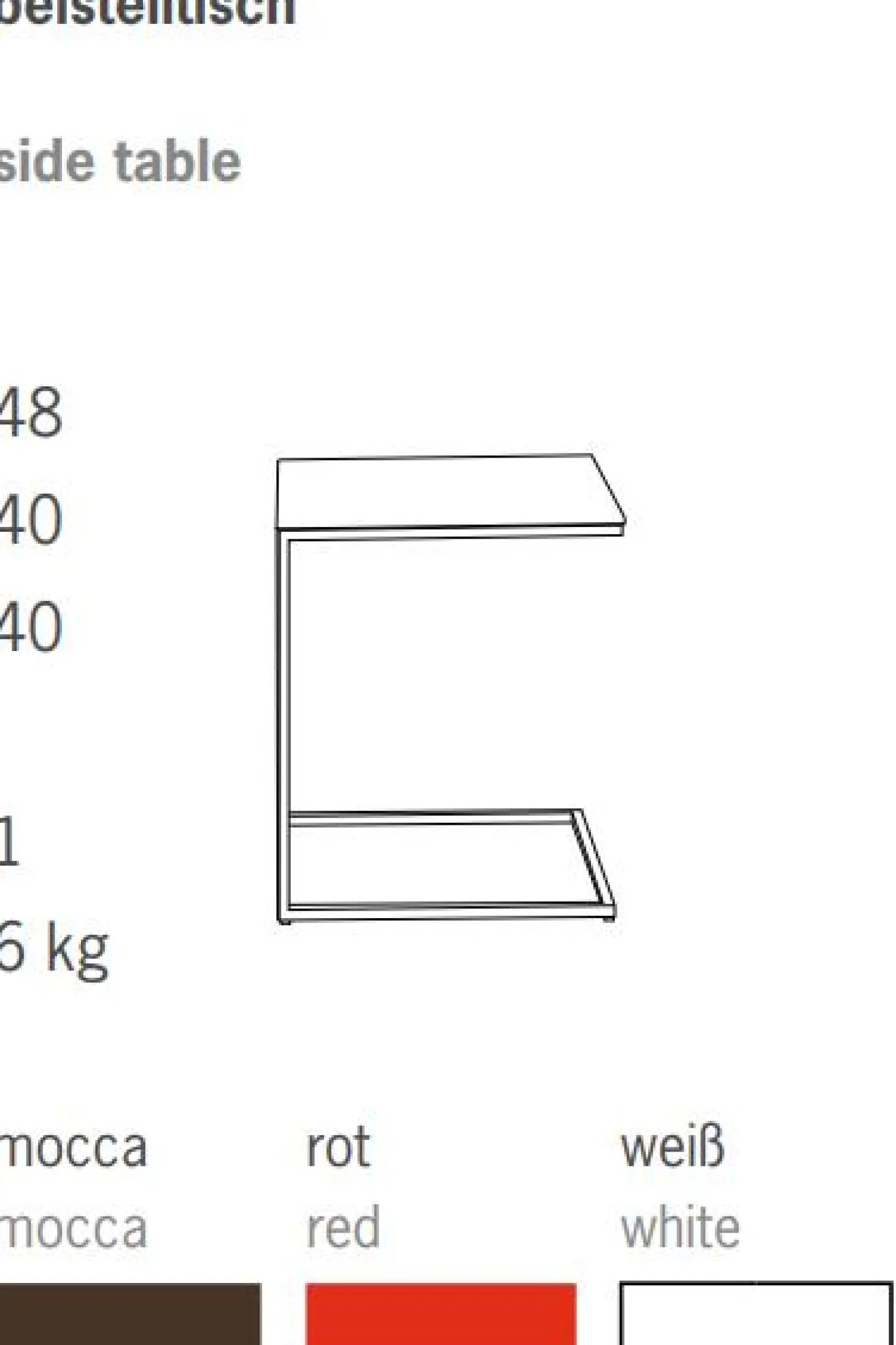 Jan Kurtz Classico Beistelltisch U-Form Gestell Schwarz / Platte Weiß