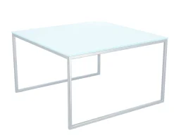 Jan Kurtz Classico Beistelltisch Rechteckig Gestell Lunasilber / Platte Weiß