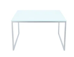 Jan Kurtz Classico Beistelltisch Rechteckig Gestell Lunasilber / Platte Weiß