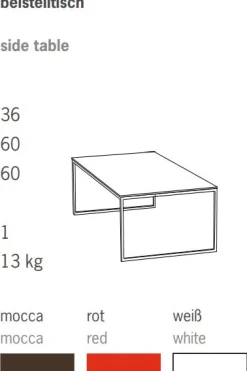 Jan Kurtz Classico Beistelltisch Rechteckig Gestell Lunasilber / Platte Weiß