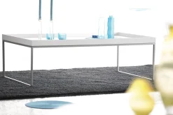 Jan Kurtz Couchtisch Pizzo Lang Tablett Weiß / Gestell Lunasilber