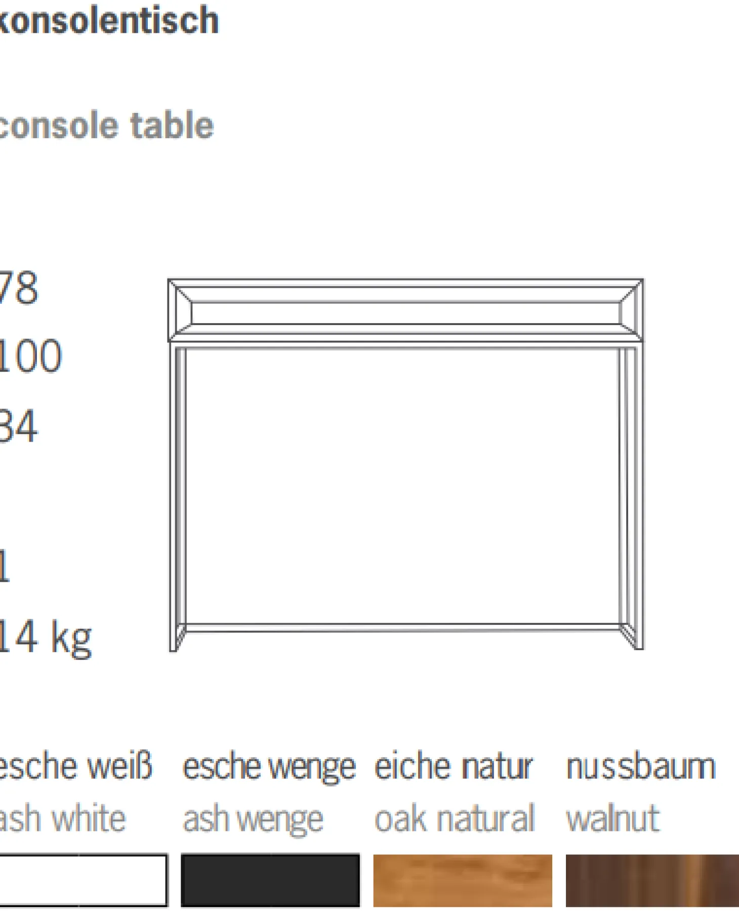 Jan Kurtz Konsolentisch Dina Tablett Weiß / Gestell Schwarz
