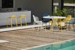 Jan Kurtz Mori Outdoor Stuhl aus Stahl gelb ohne Armlehnen