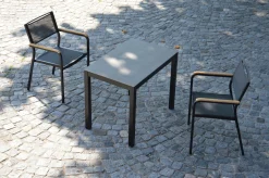 Jan Kurtz Outdoor Tisch Quadrat Keramik Grau / natur eloxiert 80x50