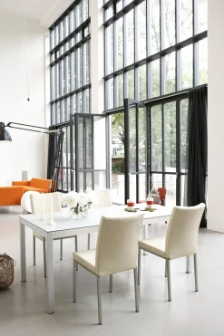 Jan Kurtz Outdoor Tisch Quadrat Hpl-Schichtstoff weiß / natur eloxiert 80x50