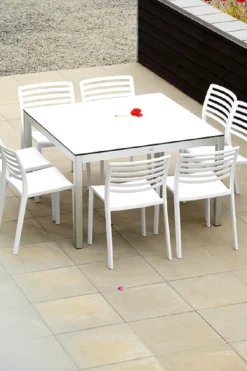 Jan Kurtz Outdoor Tisch Quadrat Hpl-Schichtstoff weiß / natur eloxiert 80x50