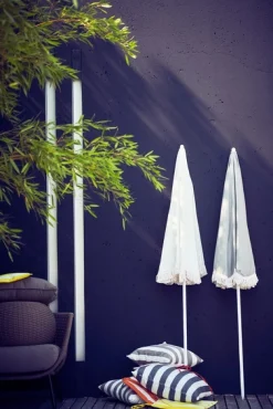 Jan Kurtz Sonnenschirm RETRO weiß mit Fransen