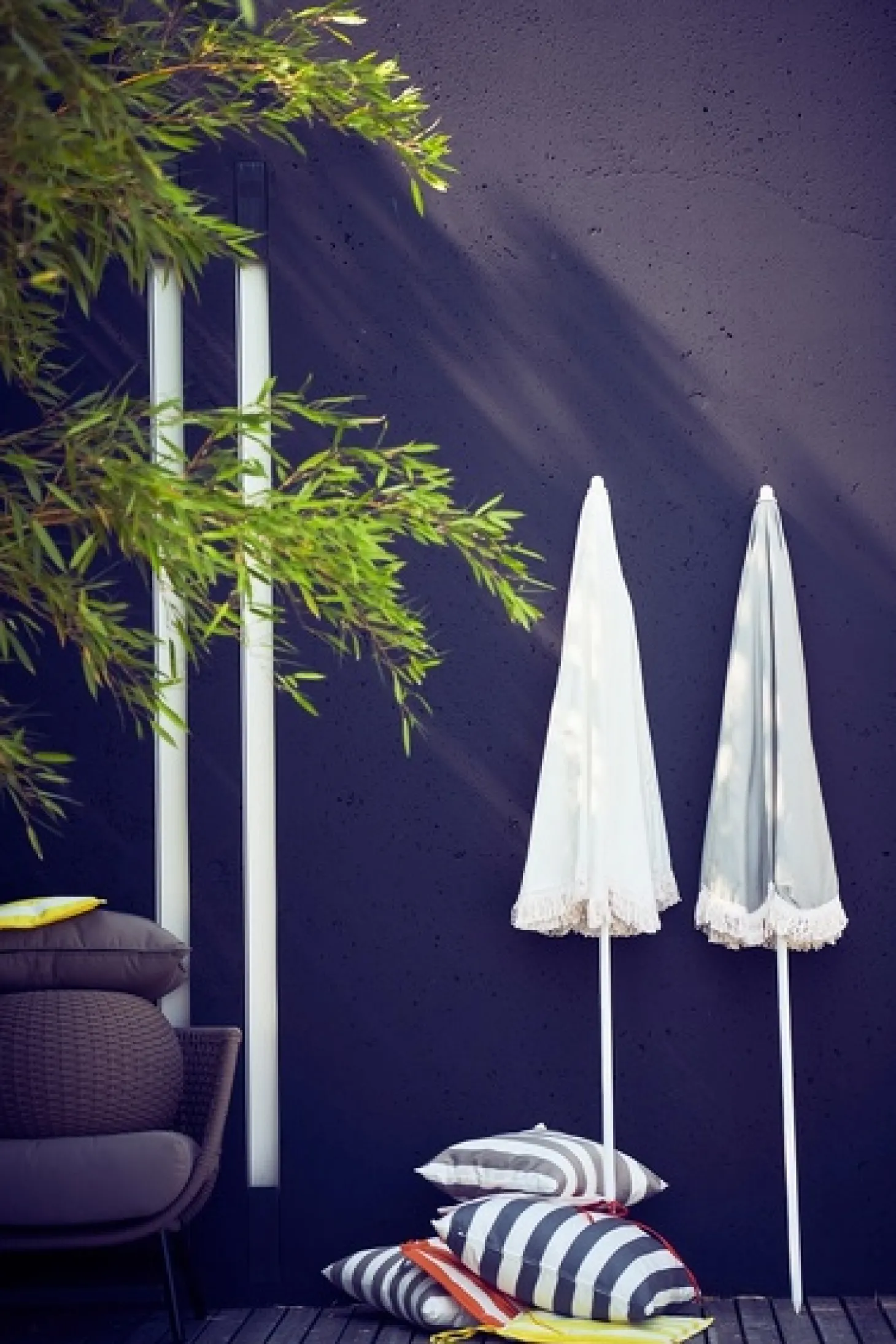 Jan Kurtz Sonnenschirm RETRO weiß mit Fransen