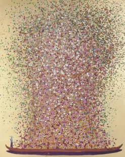 Kare Touched Flower Boat - Bild Gold Pink 160x120 cm