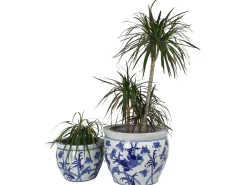 Kersten B.V. Blauer Übertopf mit Muster Ø31 x H24