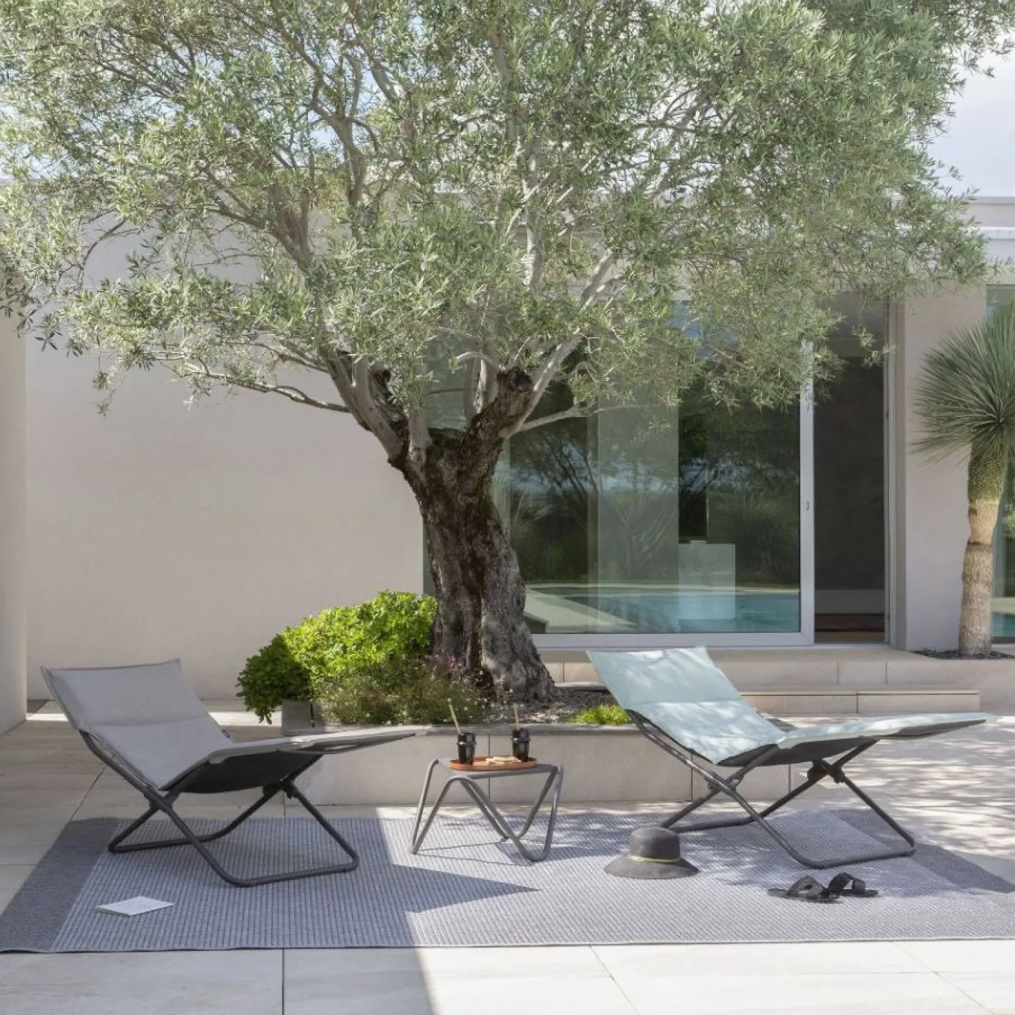 Lafuma Outdoor Lounge-Sessel BAYANNE Latte / Gestell Titane