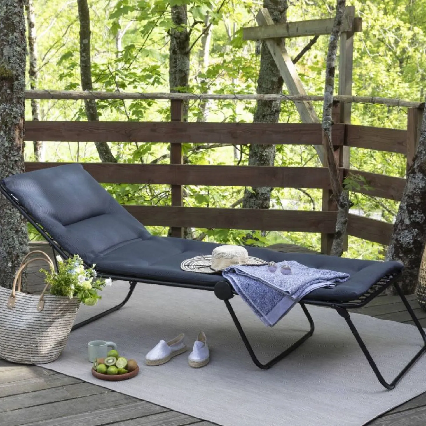 Lafuma Sonnenliege und Gästebett Siesta L Air Comfort Acier