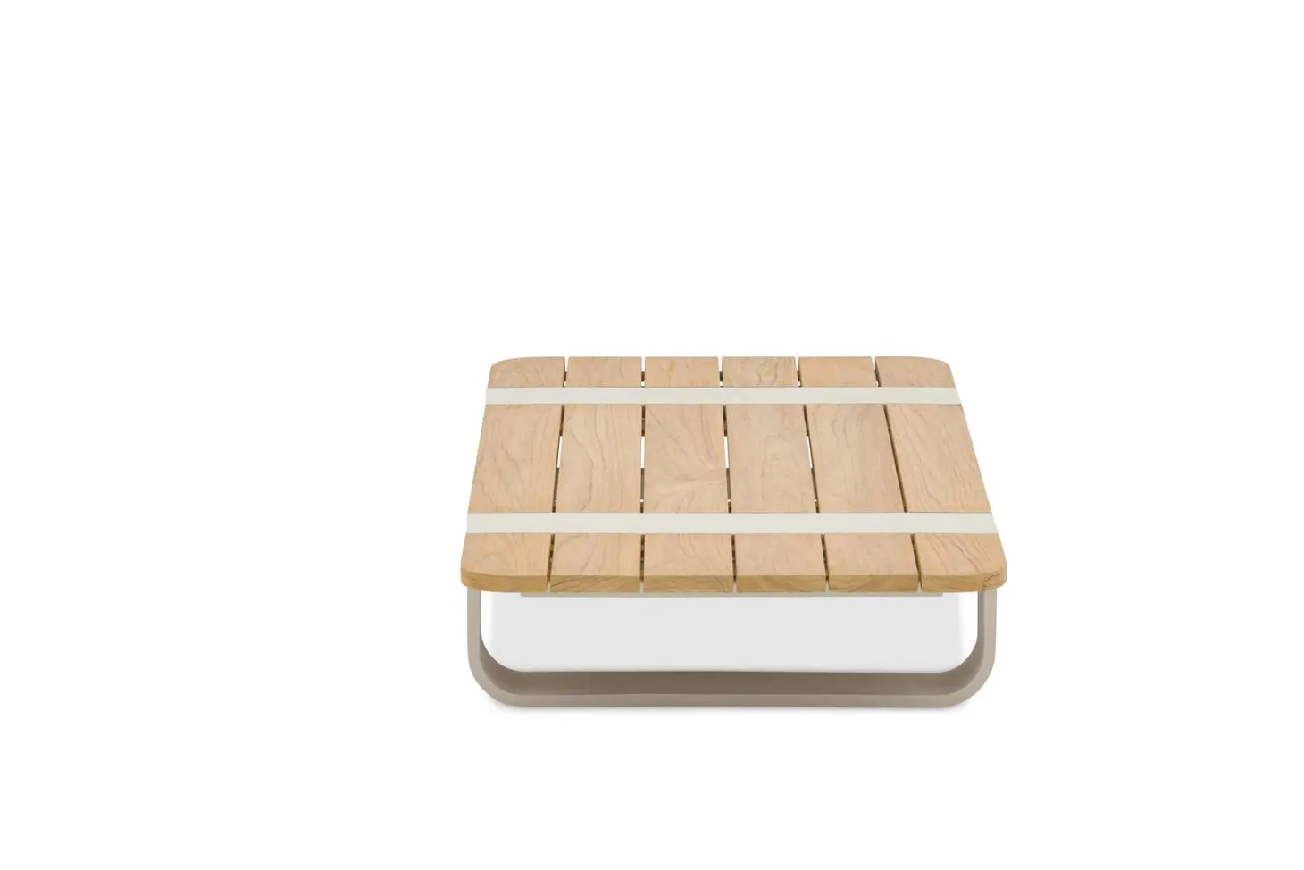 4-M Design Dox flacher Lounge Tisch mit Teak Oberfläche