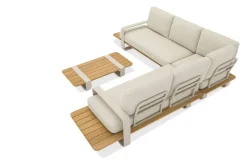 4-M Design Dox flacher Lounge Tisch mit Teak Oberfläche