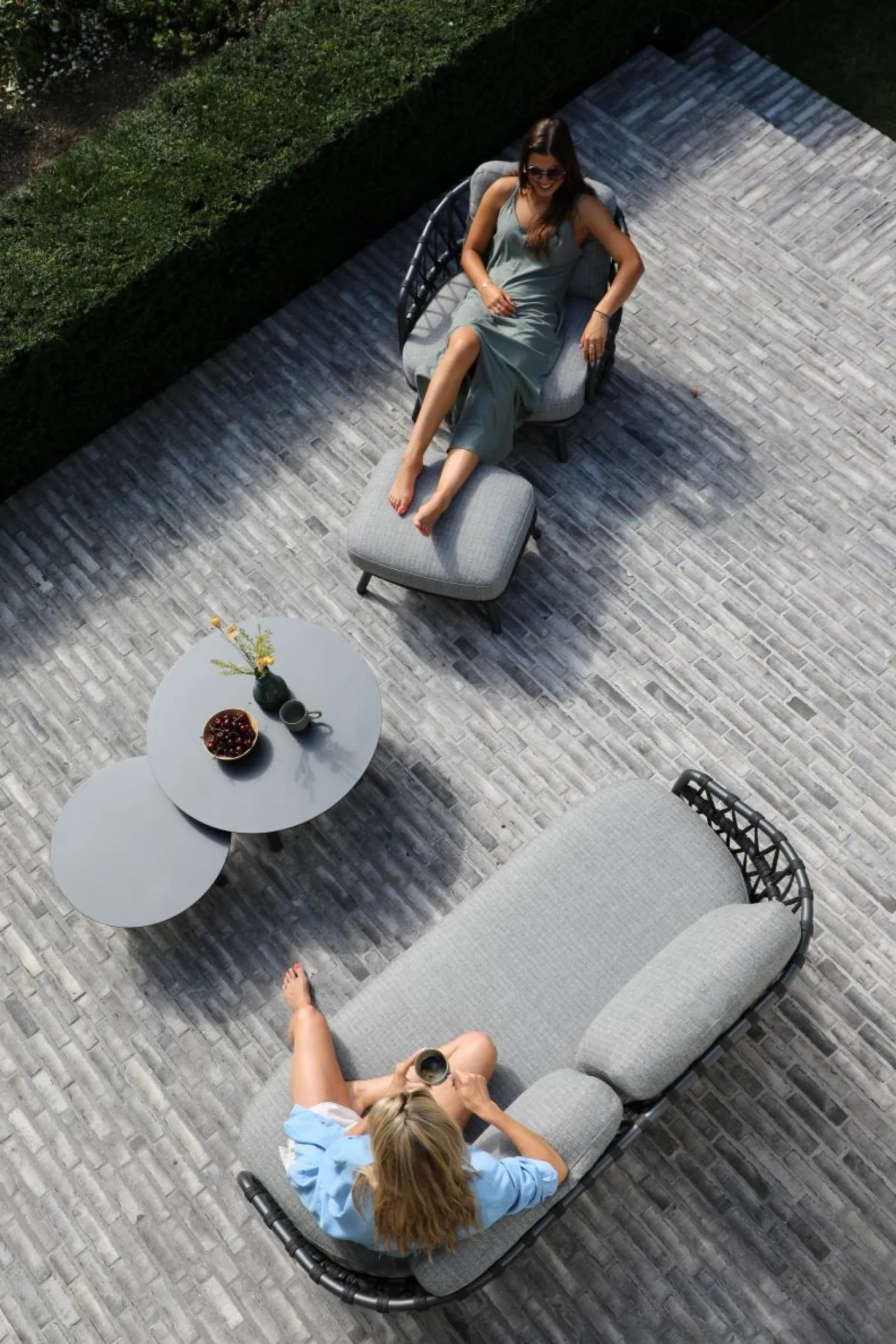 4-M Design Harbour niedriger Bestelltisch Outdoor Grün, H 28 cm, Ø 60 cm