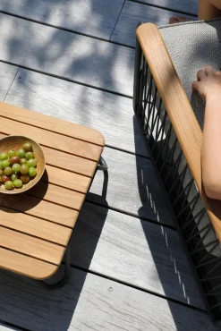 4-M Design RIVA rechteckiger Beistelltisch mit Teakplatte Outdoor