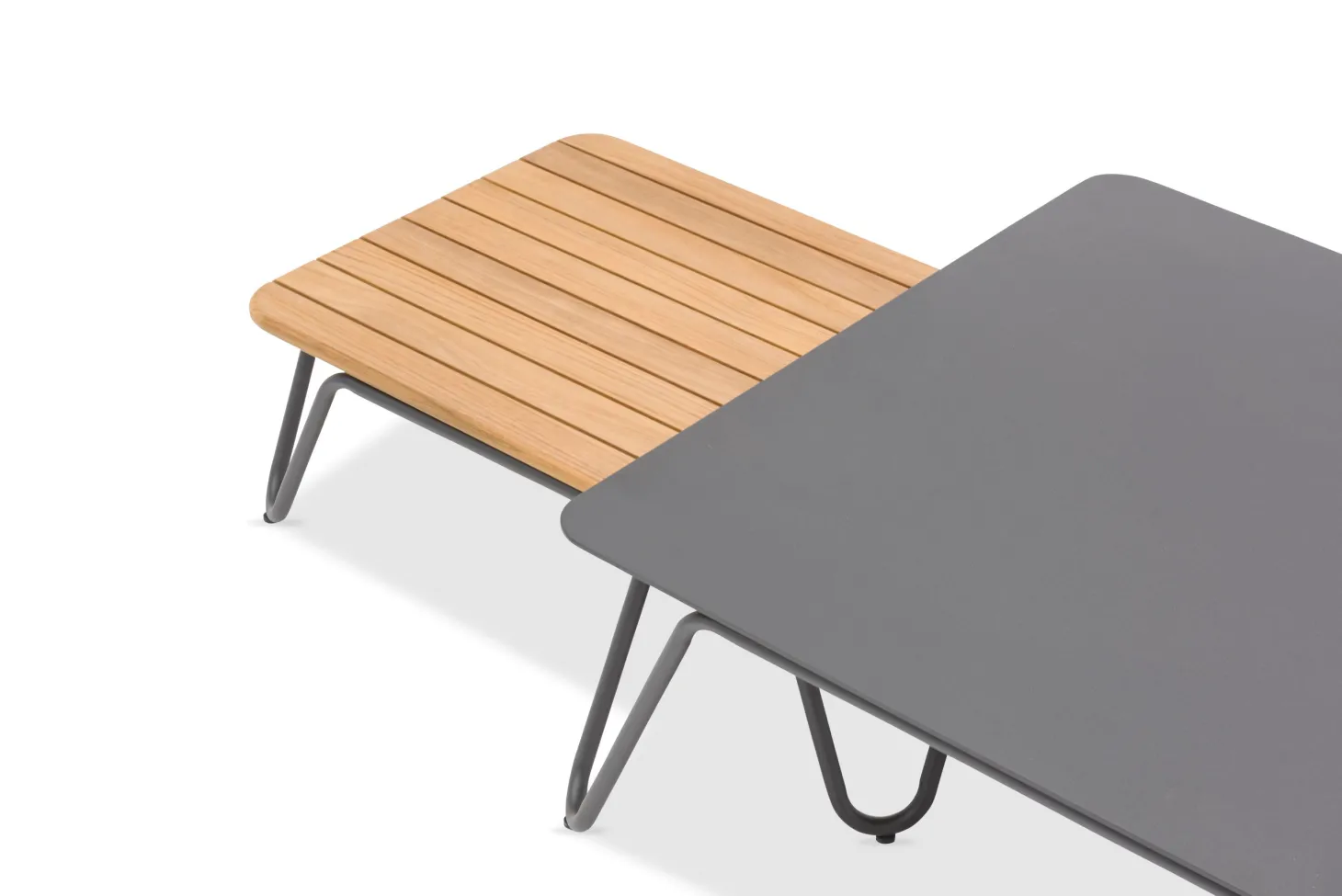 4-M Design RIVA rechteckiger Beistelltisch mit Teakplatte Outdoor