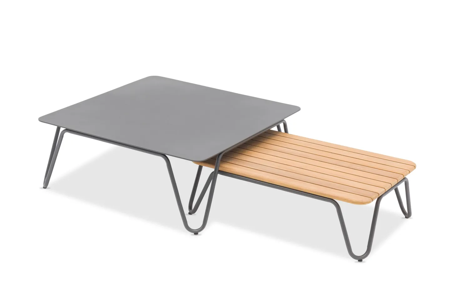 4-M Design RIVA rechteckiger Beistelltisch mit Teakplatte Outdoor